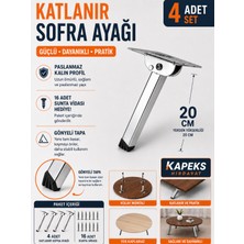 Kapeks Yer Sofra Ayağı Metal Katlanır Yer Sofrası Sini Altı Ayağı 20 cm (4 Adet)