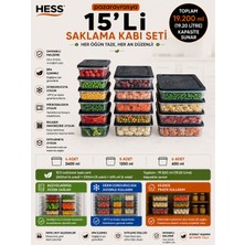 Hess Mikrodalga ve Difriz Uyumlu 15 Adet Saklama Kabı Seti 2400X4+1200X5+600MLX6