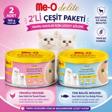 ‎Me-O Me-O Delite Keçi Sütlü Tahılsız Yavru Kedi Konservesi 80 gr x 2 Tavuklu & Ton Balıklı