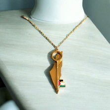 Goog Design Filistin Haritalı Anahtar Temalı Özel Tasarım Kolye