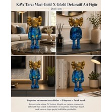 Nixa Kaw Tarzı Mavi-Gold x Gözlü El Boyaması Dekoratif Figür Heykel 26 cm