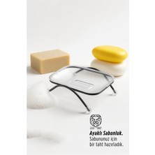 Modacar Ayaklı Sabunluk - Su Giderli, Şeffaf Tasarım, 12 x 9 Cm, Tezgah Üstü Kullanım