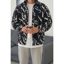 Genius Store Oversize Peluş Tam Fermuarlı Sweatshirt Peluş Içi Polarlı Sherpa Kumaş Sweatshirt (DALMAÇYALI)