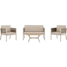 Upstyle Lido Bahçe & Balkon Oturma Takımı | Metal Karkas, 2+2 Koltuk, Cappucino Krem
