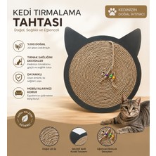 Bonisa Kedi Kulaklı Yuvarlak Jüt Ipli Kedi Tırmalama Tahtası – Boncuklu Oyuncaklı
