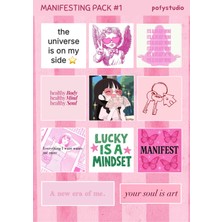Pofy Studio 19 Adet Suya Dayanıklı Manifesting Sticker Seti Olumlama, Motivasyon, Manifest, Self Love, Ajanda ve Journal Sticker