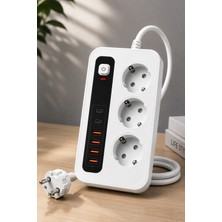 Airstorr 3’lü Akım Korumalı Priz – 2 Usb-C + 4 Usb-A | 2 Metre Kablolu