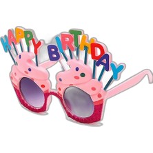 Zamerya Happy Birthday Yazılı Pembe Fuşya Renk Parti Gözlüğü 12X7 cm