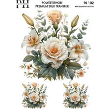 Polyesterhobi Premium Sulu Transfer 25X35 cm Çiçek Desenli  Ps 102