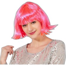 Zamerya Şeker Pembe Renk Parti Peruğu Küt Saç