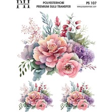 Polyesterhobi Premium Sulu Transfer  25X35 cm Çiçek Desenli  Ps 107