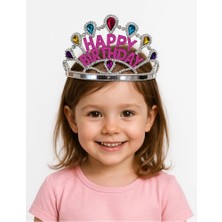 Zamerya Gümüş Renk Happy Birthday Yazılı Doğum Günü Tacı 60 cm