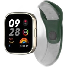 Zamerya Redmi Watch 3 Spor Delikli Kordon (Saat Değildir) - Haki Yeşil-Beyaz