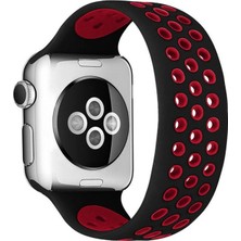 Zamerya Watch 38MM Ayarlı Delikli Silikon Kordon - Siyah-Kırmızı