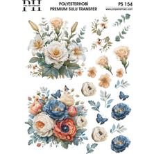 Polyesterhobi Premium Sulu Transfer 25X35 cm Çiçek Desenli  Ps 154