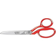 Zamerya 3257-8 Tekstil / Yatık Konfeksiyon Makası No: 8 Inç / 20,32CM - Nikel Kaplama, Kırmızı Saplı, Mikro Tırtıllı