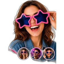 Zamerya Mega Tip Yıldız Parti Gözlüğü Pembe Renk
