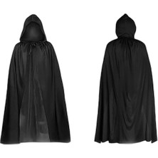 Zamerya Siyah Uzun Pelerin 120 cm Kapüşonlu – Cosplay ve Parti Kostümü
