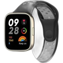 Zamerya Redmi Watch 3 Spor Delikli Kordon (Saat Değildir) - Siyah-Gri