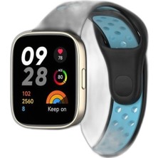 Zamerya Redmi Watch 3 Spor Delikli Kordon (Saat Değildir) - Siyah-Mavi