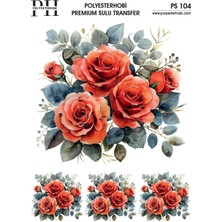 Polyesterhobi Premium Sulu Transfer  25X35 cm Çiçek Desenli  Ps 104