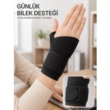 Nacario Mey Ithalat® Siyah El Bilek Desteği Cırtlı Ayarlanabilir Başparmak Geçişli Bileklik Spor Bandajı