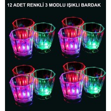 Zamerya LED Işıklı Eğlence Bardakları - 3 Modlu Renk Değiştiren Bardak 12 Adet