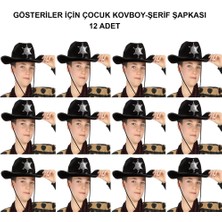 Zamerya Kovboy Şerif Şapkası Siyah 12 Adet - Kostüm, Parti ve Gösteri Şapkası