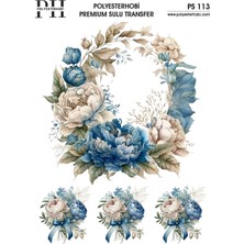 Polyesterhobi Premium Sulu Transfer 25X35 cm Çiçek Desenli  Ps 113