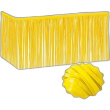 Zamerya Kendinden Yapışkanlı Makaron Sarı Püsküllü Masa Eteği – 75 x 275 cm Parti Süslemesi