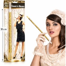 Zamerya 30 cm Altın Gold Payetli  Tutacağı – 1920’LER Gatsby Parti Aksesuarı