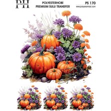 Polyesterhobi Premium Sulu Transfer 25X35 Çiçek ve Kabak  Desenli Ps 170