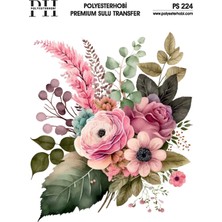 Polyesterhobi Premium Sulu Transfer 25X35 cm Çiçek Desenli  Ps 224
