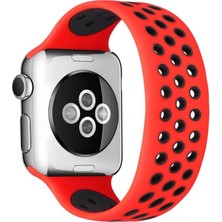 Zamerya Watch 42MM Ayarlı Delikli Silikon Kordon - Kırmızı-Siyah