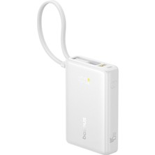 Baseus Picogo 10000MAH 45W Dahili Kablolu Dijital Ekranlı Powerbank – Beyaz