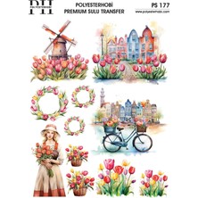 Polyesterhobi Premium Sulu Transfer 25X35 cm Amsterdam Evleri Desenli Ps 177