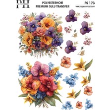 Polyesterhobi Premium Sulu Transfer 25X35 cm Çiçek Desenli  Ps 173