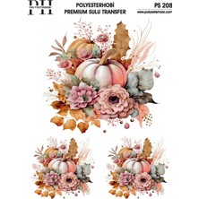 Polyesterhobi Premium Sulu Transfer 25X35 cm Kabak ve Çiçek Desenli Ps 208