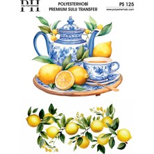 Polyesterhobi Premium Sulu Transfer 25X35 cm Çay Saati ve Limon Desenli Ps 125