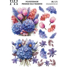 Polyesterhobi Premium Sulu Transfer  25X35 cm Çiçek Desenli Ps 171
