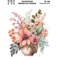 Polyesterhobi Premium Sulu Transfer 25X35 cm  Çiçek Desenli Ps 198