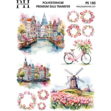 Polyesterhobi Premium Sulu Transfer 25X35 cm Amsterdam Evleri Desenli Ps 180