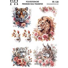 Polyesterhobi Premium Sulu Transfer 25X35 cm Aslan Desenli  Ps 138