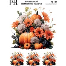 Polyesterhobi Premium Sulu Transfer  25X35 cm  Çiçek ve Kabak Desenli Ps 184