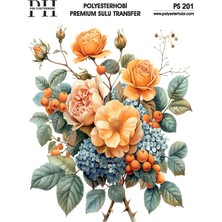 Polyesterhobi Premium Sulu Transfer  25X35 cm  Çiçek Desenli Ps 201