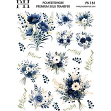 Polyesterhobi Premium Sulu Transfer 25X35 cm Çiçek Desenli  Ps 181