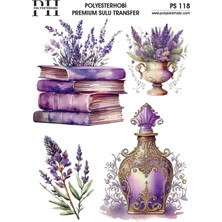 Polyesterhobi Premium Sulu Transfer  25X35 cm Lavanta Çiçek Desenli Ps 118