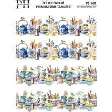 Polyesterhobi Premium Sulu Transfer 25X35 cm Mutfak Bordür Desenli  Ps 160
