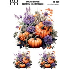 Polyesterhobi Premium Sulu Transfer 25X35 Çiçek ve Kabak  Desenli Ps 196