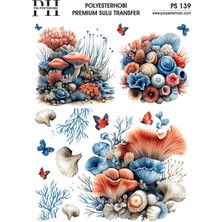 Polyesterhobi Premium Sulu Transfer 25X35 cm Mercan ve Deniz Desenli Ps 139